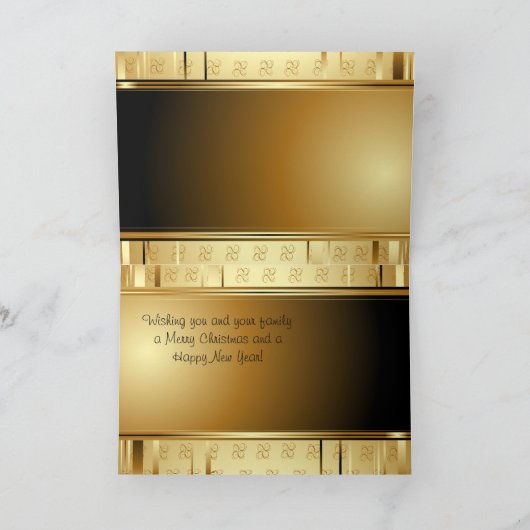 エレガントな金ゴールドのクリスマスの挨拶状 シーズンカード (内部)