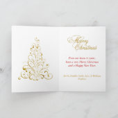 エレガントな金ゴールドのクリスマスツリーの挨拶状 シーズンカード (内部)