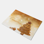 エレガントな金ゴールドのクリスマスツリー ドアマット (アングル)