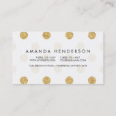 エレガントな金ゴールドのグリッターの水玉模様パターン 名刺 (裏面)