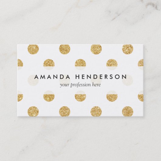 エレガントな金ゴールドのグリッターの水玉模様パターン 名刺 (正面)