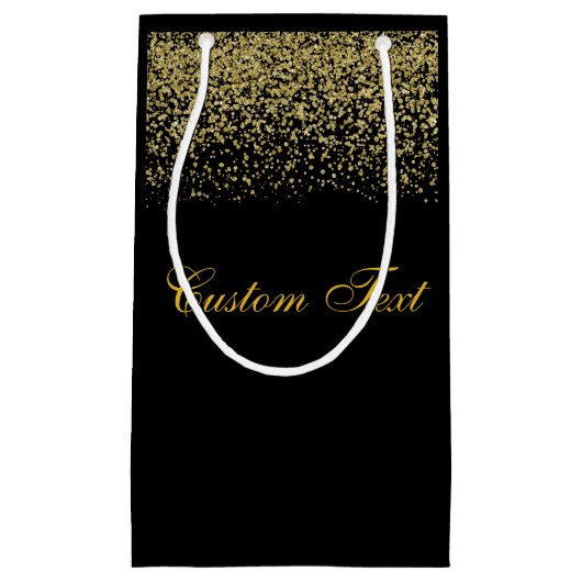 エレガントな金ゴールドのグリッターの紙吹雪の結婚式 スモールペーパーバッグ (正面)