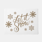 エレガントな金ゴールドのグリッターはそれが雪片文字の雪が降るようにしました ドアマット (正面)