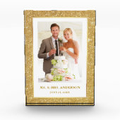 エレガントな金ゴールドのグリッターフレームの結婚式氏および夫人 フォトブロック (正面)
