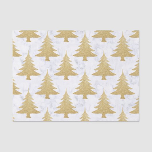 エレガントな金ゴールドのグリッター及び白い大理石のクリスマスツリー 薄葉紙 (正面)