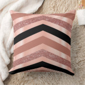 エレガントな金ゴールドのシェブロンのばら色及び黒いデザイン クッション (ブランケット)