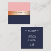 エレガントな金ゴールドのストライプの青い正方形の名刺 スクエア名刺 (正面/裏面)