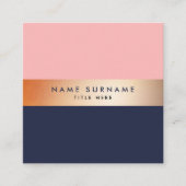 エレガントな金ゴールドのストライプの青い正方形の名刺 スクエア名刺 (正面)