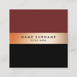 エレガントな金ゴールドのストライプの黒い正方形の名刺 スクエア名刺