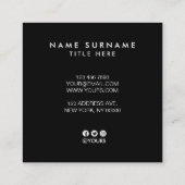 エレガントな金ゴールドのストライプの黒い正方形の名刺 スクエア名刺 (裏面)