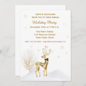 エレガントな金ゴールドのトナカイの休日のパーティの招待状 招待状 (正面/裏面)