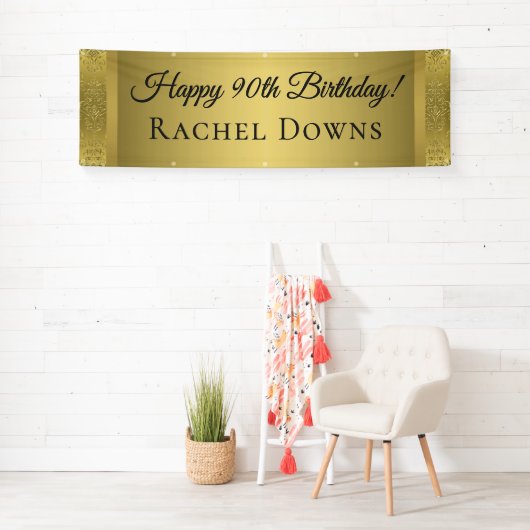 エレガントな金ゴールドのハッピーバースデーの旗 横断幕 (インサイチュ)