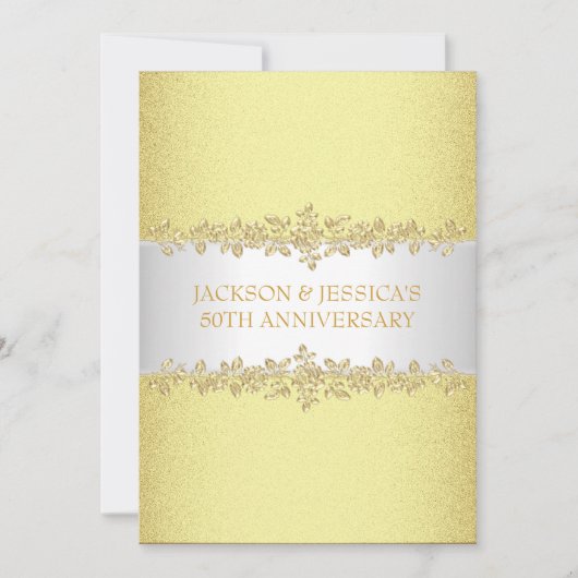 エレガントな金ゴールドのバラ第50の記念パーティー 招待状 (正面)