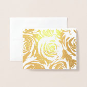 エレガントな金ゴールドのバラ 箔カード (封筒付き正面)
