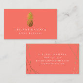 エレガントな金ゴールドのパイナップル珊瑚 名刺 (正面/裏面)