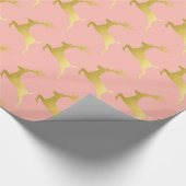 エレガントな金ゴールドのピンクのクリスマスのトナカイパターン ラッピングペーパー (角)