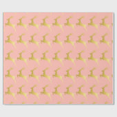 エレガントな金ゴールドのピンクのクリスマスのトナカイパターン ラッピングペーパー (フラット)