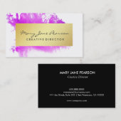 エレガントな金ゴールドのピンクの水彩画ブラシストローク 名刺 (正面/裏面)