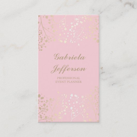 エレガントな金ゴールドのベビーの呼吸ピンクのヴィンテージ 名刺 (正面)
