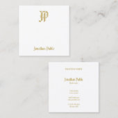 エレガントな金ゴールドのモノグラムので贅沢なテンプレートのモダン スクエア名刺 (正面/裏面)