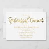 エレガントな金ゴールドのリハーサルの夕食 招待状 (正面)