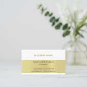 エレガントな金ゴールドの一見の白くミニマルで粋な平野 名刺 (スタンド正面)