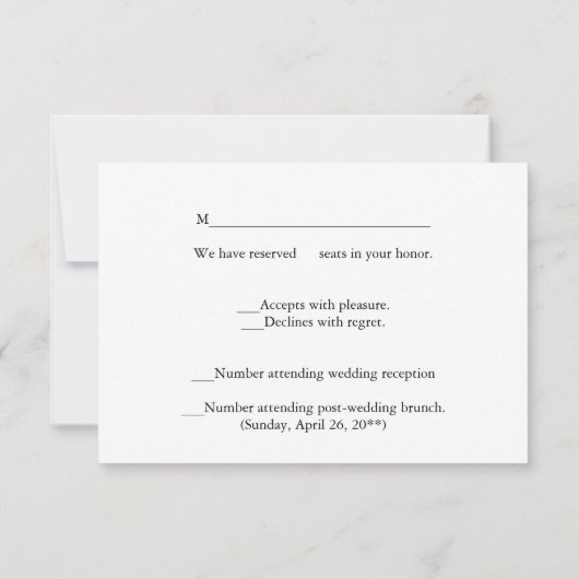 エレガントな金ゴールドの円のモチーフの黒のリネン一見RSVP 出欠カード (裏面)