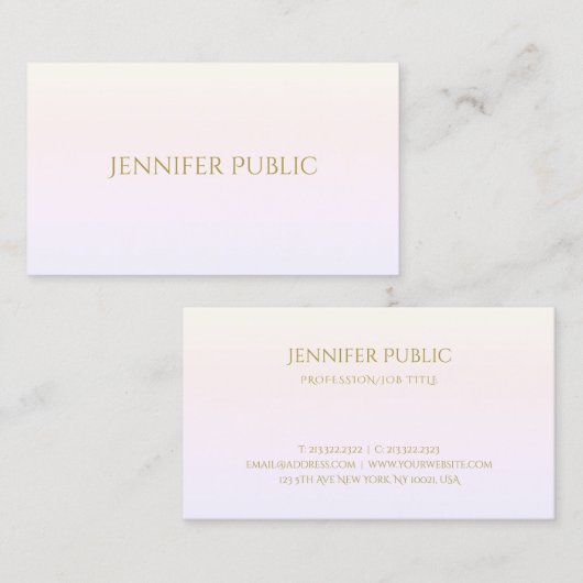 エレガントな金ゴールドの原稿の最小主義の粋な平野 名刺 (正面/裏面)