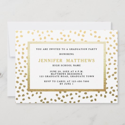 エレガントな金ゴールドの原稿3の写真の卒業パーティー 招待状 (裏面)
