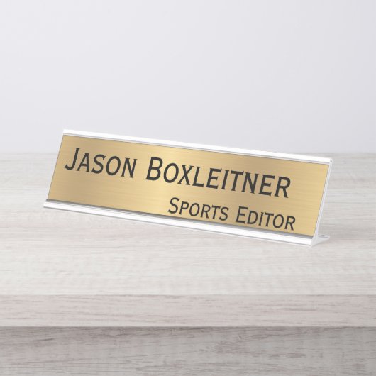 エレガントな金ゴールドの名札 デスクネームプレート (正面)