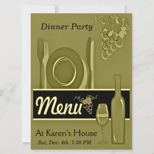 エレガントな金ゴールドの夕食のパーティの招待状 招待状 (正面)