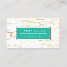 エレガントな金ゴールドの大理石及び海緑 名刺