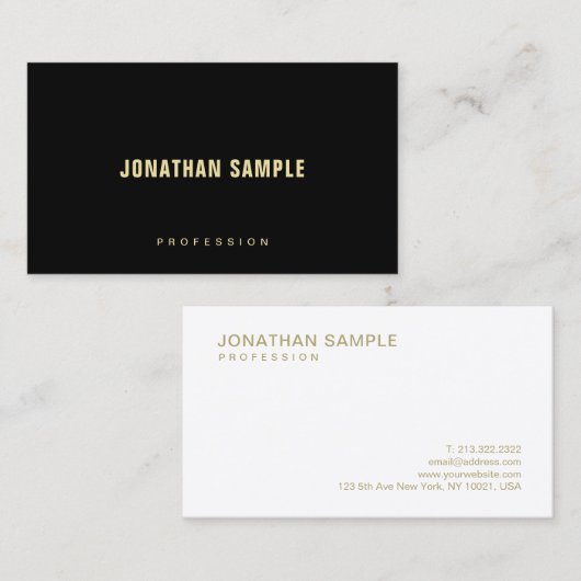 エレガントな金ゴールドの文字のフォントのシンプルなテンプレートのモダン 名刺 (正面/裏面)