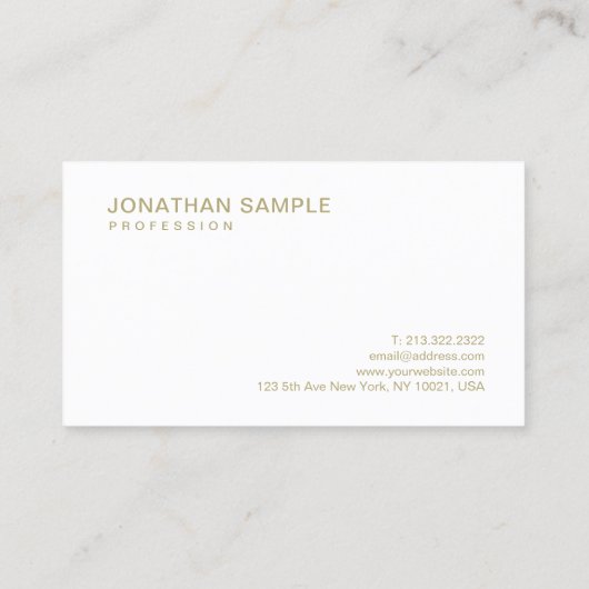 エレガントな金ゴールドの文字のフォントのシンプルなテンプレートのモダン 名刺 (裏面)