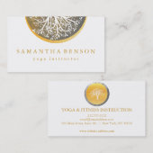エレガントな金ゴールドの水彩画の木のヨガおよび黙想 名刺 (正面/裏面)