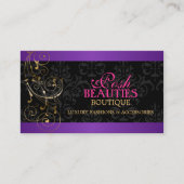 エレガントな金ゴールドの渦巻およびダマスク織 名刺 (正面)