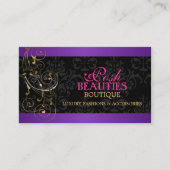 エレガントな金ゴールドの渦巻およびダマスク織 名刺 (正面)