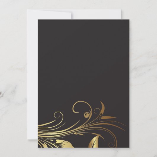 エレガントな金ゴールドの渦巻の卒業パーティーの発表 招待状 (裏面)