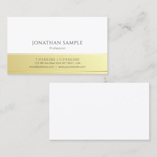エレガントな金ゴールドの白い専門のモダンなテンプレート 名刺 (正面/裏面)
