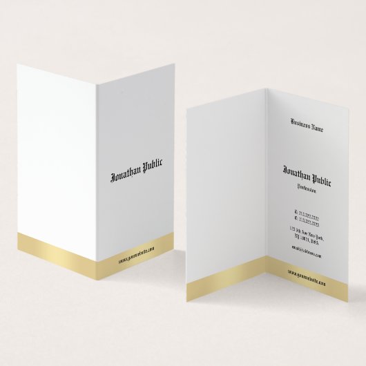 エレガントな金ゴールドの白く古い英国の書道の原稿 名刺 (内部&外部)