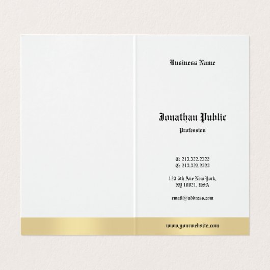 エレガントな金ゴールドの白く古い英国の書道の原稿 名刺 (内部フラット)