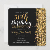 エレガントな金ゴールドの第30誕生会の輝き 招待状 (正面)