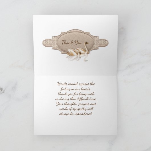 エレガントな金ゴールドの花の写真の記念物のサンキューカード サンキューカード (内部)