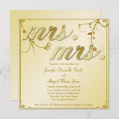 エレガントな金ゴールドの花夫人及び夫人結婚式招待状 招待状 (正面/裏面)