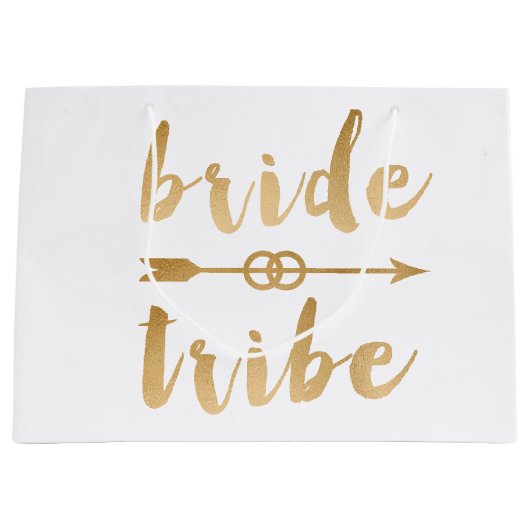 エレガントな金ゴールドの花嫁の種族の矢の結婚指輪 ラージペーパーバッグ (正面)