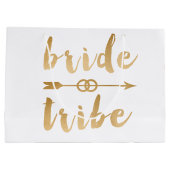 エレガントな金ゴールドの花嫁の種族の矢の結婚指輪 ラージペーパーバッグ (裏面)