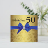 エレガントな金ゴールドの装飾用の弓宝石すばらしい50 招待状 (スタンド正面)