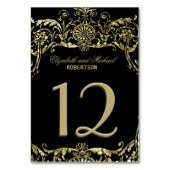 エレガントな金ゴールドの装飾用の黒い背景 テーブルナンバー (裏面)