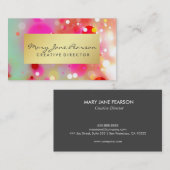 エレガントな金ゴールドの豪華で赤いピンクの白い緑の水彩画 名刺 (正面/裏面)