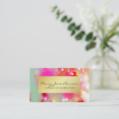 エレガントな金ゴールドの豪華で赤いピンクの白い緑の水彩画 名刺 (スタンド正面)